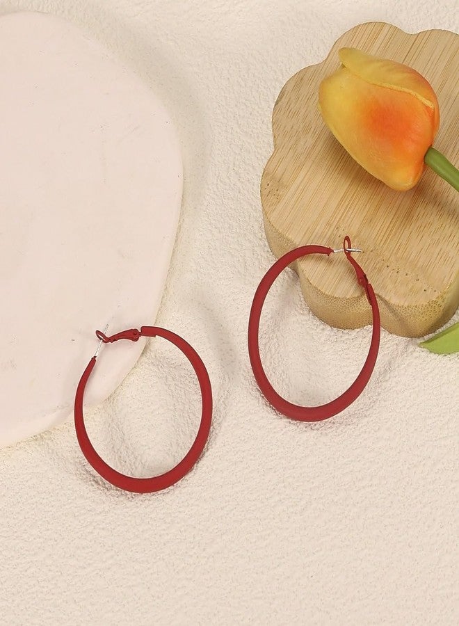 Lookray Colorful Hoop Earrings for Women,Vintage 80s 90s Hoop Dangle Earrings Matte Large Round Loop Earring 80s 90s Neon Bridal Party Wedding Accessories (Style-C) - Image 4